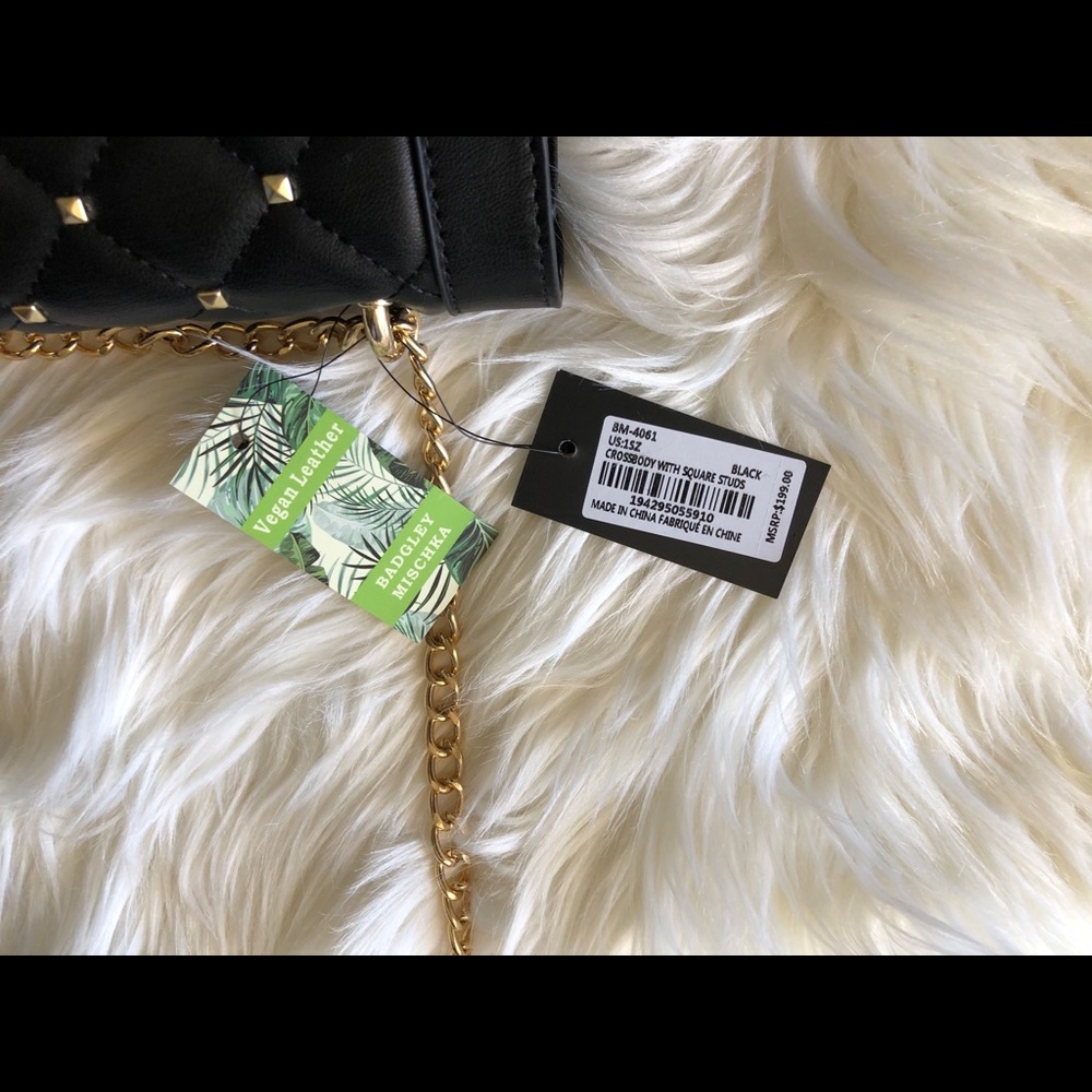 Badgley Mischka Black Studded Vegan Lthr Purse - Picture 12 of 12